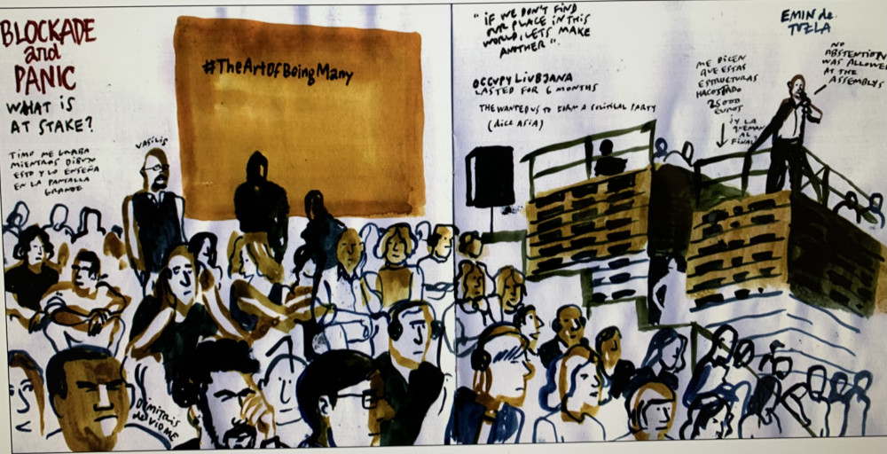 Zeichung von Enrique Flores beim "The Art of Being Many"-Kongress, September 2014 in Hamburg